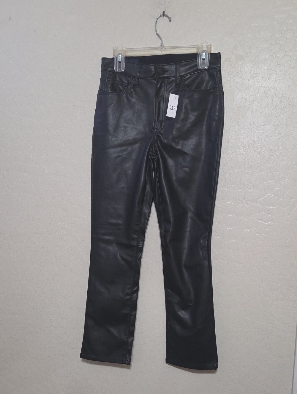 GAP High Rise Vintage Slim Coated Faux Leather Pants Black 6 28S NWT